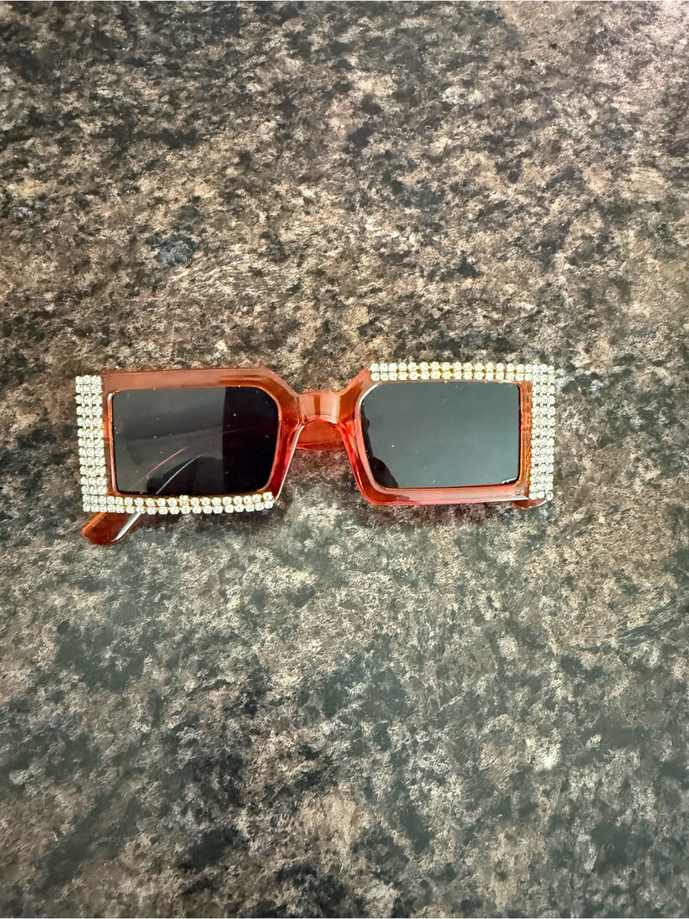 AKIRA Amber Rectangle Sunglasses with Rhinestone Trim
